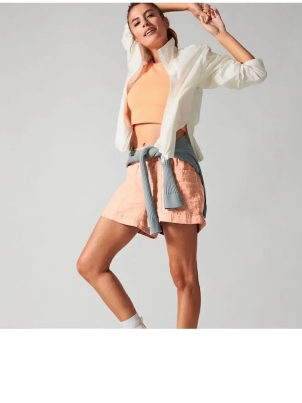 Athleta Cabo 4” Linen Shorts in Cactus Peach Size 12 - Picture 4 of 7